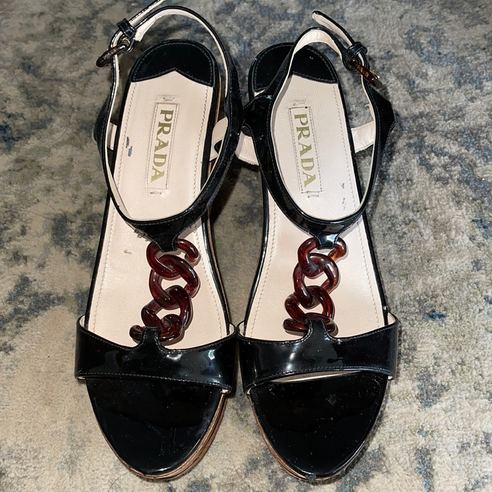 BLACK PRADA WEDGES